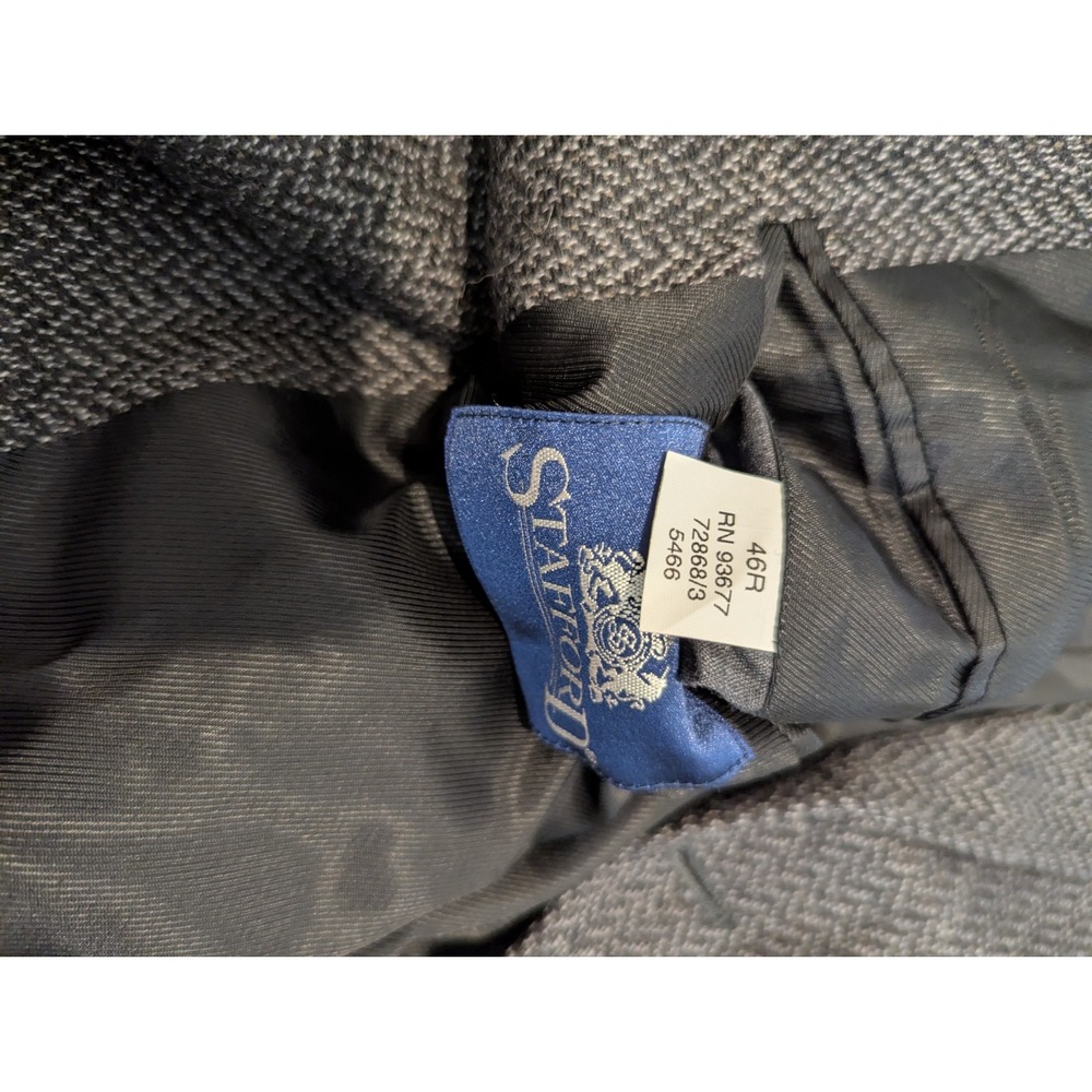 Old Money Herringbone Wool Blazer 46R Stafford Tailored Preppy Sport Coat - Picture 6 of 11
